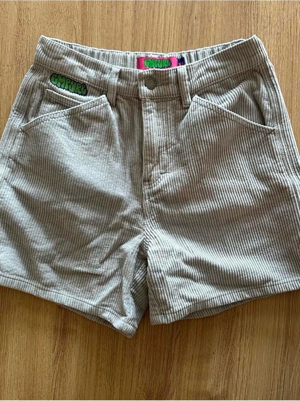 Empyre High-Waist Corduroy Shorts in Light Gray